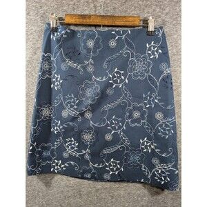 Worth Skirt Lined Multicolor with Embroidered Design Zipper Detail Size 8